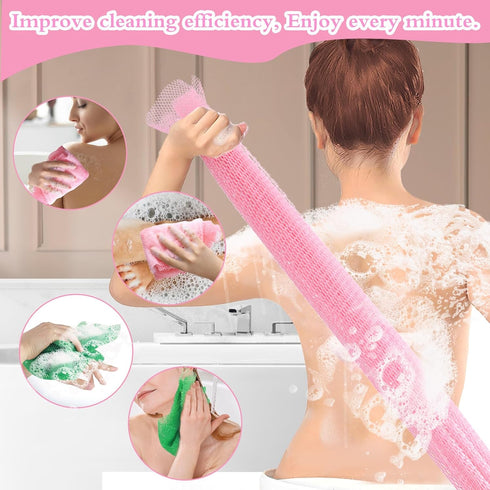 2 Pcs African Net Sponge, African Exfoliating Premium Bathing Sponge Wash Net, Long Nylon Back Washcloth Towel for All Skin Daily Back Body Scrub ...