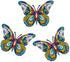 Scwhousi Metal Butterfly Mexican Pottery Outdoor Decor,Talavera Garden Decor,Butterfly Wall Art Set of 3,Butterfly Wall Sculpture Hanging Decorati...