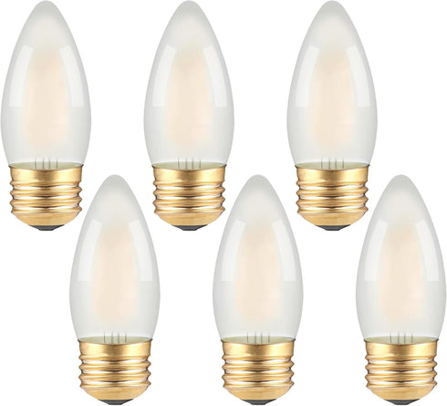 Frosted E26 LED Candle Light Bulbs 25W Equivalent- 2W Dimmable Chandelier E26 LED Bulb- 2700K Soft Warm- B11 Antique Candelabra Lightbulbs for Bed...