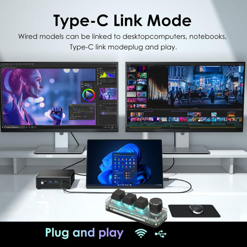 Macro Pad Macro Keyboard Programmable Keypad Customized 3-Key Mini Mechanical Gaming Keyboard, One Handed Keyboard RGB LED Backlit OSU Multifuncti...