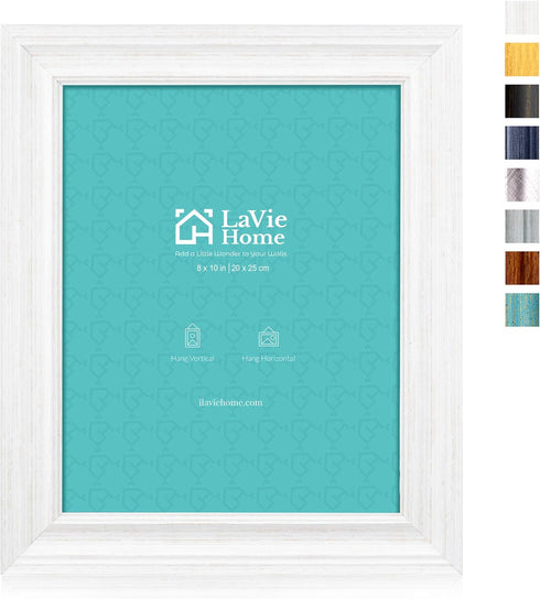LaVie Home 8x10 Picture Frames (1 Pack, Distressed White) Rustic Photo Frame Set with Tempered Glass for Wall Mount & Table Top Display...