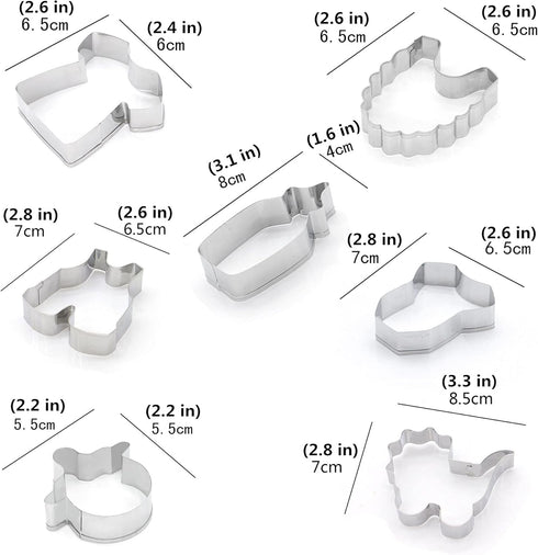 Baby Shower Series Cookie Cutters Set of 7 pcs, Stainless Steel Fondant Cutter Molds Baking DIY...
