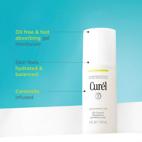 Curel Oil Control Weightless Gel Moisturizer for Dry, Sensitive Skin, Gel Moisturizer for Face, Fragrance Free, 4 Oz...