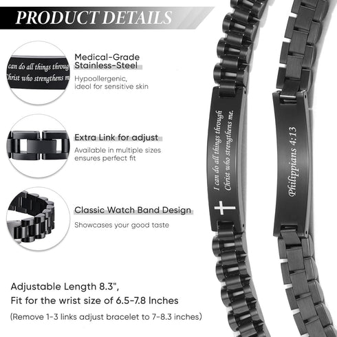 VNOX Personalized Religious Jewelry-Engraved Inspirational Christian Faith Bible Verse Quote Wristbands Elegant Link Bracelet Encouragement Gift,C...