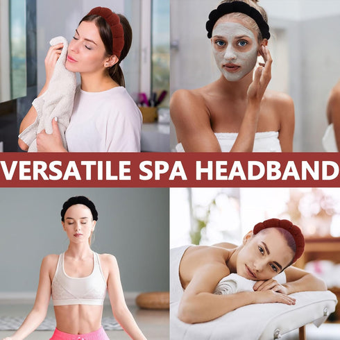 2 PCS Puffy Spa Headband for Women Sponge Headbands for Girls Terry Towel Cloth Fabric Head Band for Face Washing, Skincare, Makeup Removal, Facia...