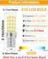E14 European Base Candelabra Light Bulb,40W Equivalent 6000K Cool White AC 100-265V,E14 LED Bulbs for Chandeliers,Turkish Lamp,Refrigerator Bulb,C...