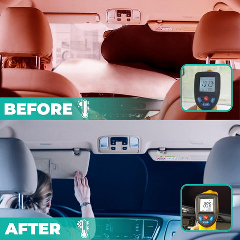 kinder Fluff Patented Windshield Sun Shade for Cars - The Only Certified Car Window Shades Blocking 99.9% UVR - Automotive Sunshades for Cars, SUV...