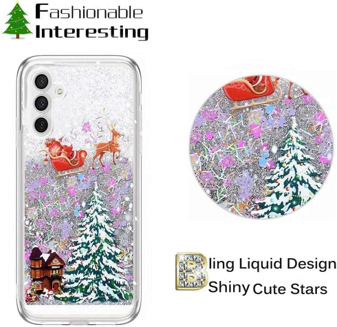for Galaxy A14 5G Phone Case Samsung Galaxy A14 5G Case Christmas Cover Glitter Sparkle Liquid Floating Case Shockproof Clear Soft TPU Bumper Case...