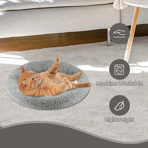 PETLESO Cat Bed for Indoor Cats, Round Cat Bed for Curl Sleep Basic Pet Mat Wahable Bed for Small Puppy Cats Rabbit, Medium...