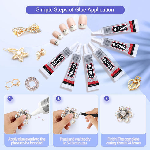 6PCS B7000 Jewelry Glue for Jewelry Making, FITTDYHE 15ML/0.5fl oz Clear Glue DIY Craft Glue Rhinestones Glue, Waterproof Stong Bond Adhesive Glue...