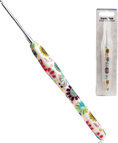 2.25mm Crochet Hook, Ergonomic Handle for Arthritic Hands, Soft Rubber Grip Extra Long? Knitting Needles for Beginners and Knitting Crocheting Yar...
