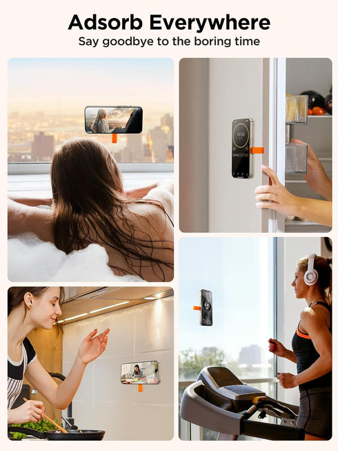 JOYROOM Magnetic Suction Cup Phone Mount, Silicone Suction Phone Case Grip Stand Holder for MagSafe, Hands-Free Mirror Shower Phone Holder Mount F...