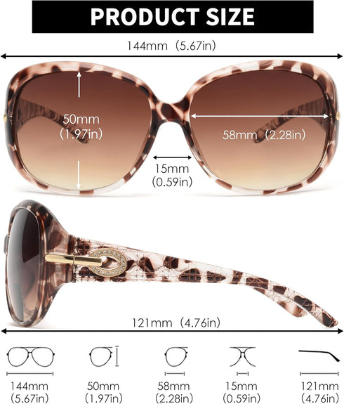 JM Polarized Sunglasses, Womens Trendy Oversized Big Large Driving Sun Glasses, Sensitive Eyes UV Protection Sunnies Tortoise...