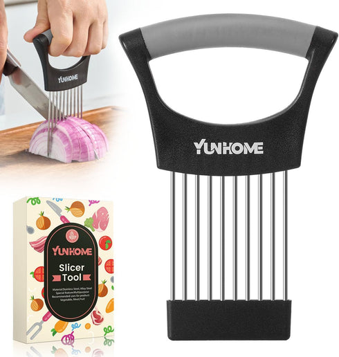 Onion Slicer, YUNHOME Stainless Steel Onion Cutter for Slicing and Storage Onions, Tomato, Eggs, Fruit and Vegetables, Home Essentials & Kitchen G...