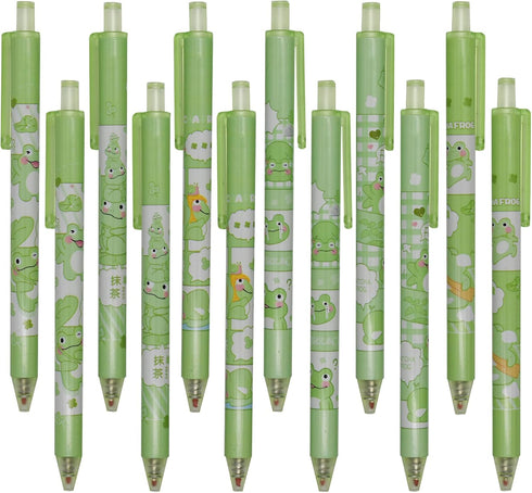 Maydahui 42PCS Green Matcha Frog Gel Pens Cute Cartoon Animal Pen Retractable Printing Pens Black Ink for Office School Party...