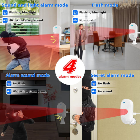 Smart PIR Motion Sensors: WiFi Motion Detector with App Notification Alert, USB/Battery Powered Movement Detector, Compatible with Alexa Google Ho...
