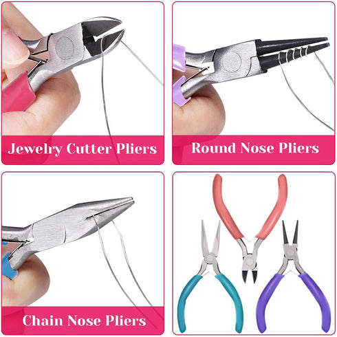 Anezus 7 Pcs Jewelry Pliers and Jewelry Beading Wire Tools Set includes Needle Nose Pliers, Round Nose Pliers, Wire Cutters and Craft Wire for Jew...