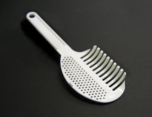 Gadjit Pasta Strain & Serve Pot Strainer, Two-sided Kitchen Tool, One Side Strains Water out of Pasta, the Other Side Lifts and Serves Pasta | A M...