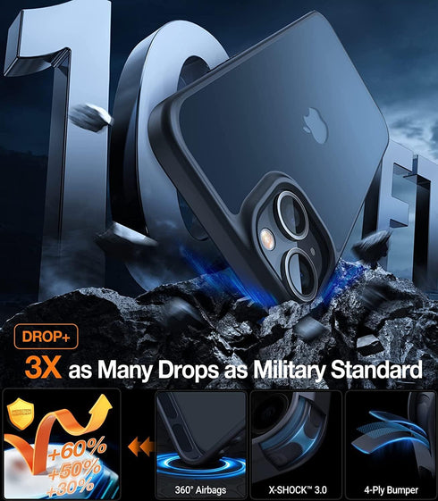 TORRAS Shockproof Designed for iPhone 13 Mini Case, 10 FT Military Drop Protection Translucent Hard PC Back with Soft Edge Protective Slim 13 Mini...