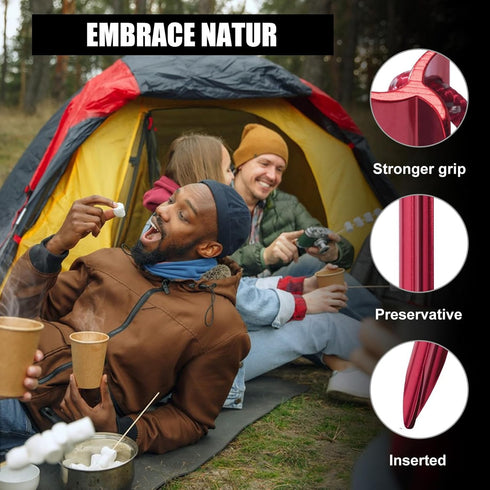 6 Pieces Tent Stakes Heavy Duty Camping Stakes, QEBAJI 7.5 inch Rust-Free Metal Tent pegs Ground Stakes Tent pegs Camping?6pack Red...