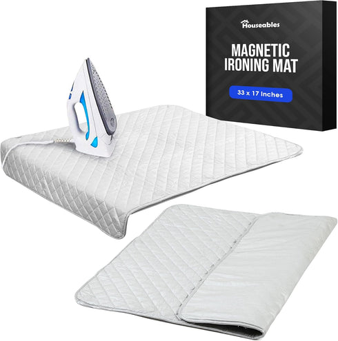 Houseables Ironing Mat, Ironing Pad, Iron Mat, Iron Pad, Dryer Top Protector, Magnetic, Portable, Blanket Cover for Table Top, Countertop, Washer,...