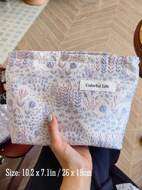 STARDW Aesthetic Floral Makeup Bag Cosmetic Bag Travel Toiletry Bag for Women Cute Pink Makeup Bag Organizer Large Skincare Bag Zipper Pouch(Aesth...