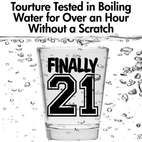 Make Em Laugh Finally 21 Birthday Shot Glass - Birthday Gift - Celebrate Turning Twenty-One - 21st Birthday Gifts for Him or Gifts for Her - Shot ...