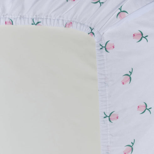 EVERYDAY KIDS 2 Pack Fitted Girls Crib Sheet, 100% Soft Breathable Microfiber Baby Sheet, Fits Standard Size Crib Mattress 28in x 52in, White and ...