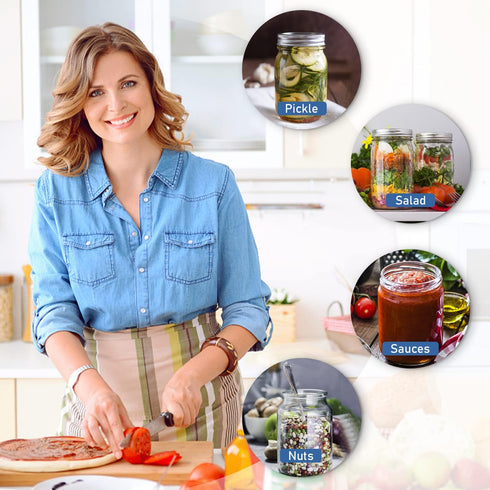 Mason Jar Vacuum Sealer Kit with Accessory Hose for Wide and Regular Mouth Jars, Manual Portable Vacuum Pump and Lid Opener...