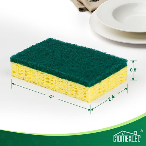 Heavy Duty Scrub Sponges Kitchen 12pcs,Dual Side Cleaning Dish Sponges for Non-Coated Cookware,Pocelain Bakeware and More...