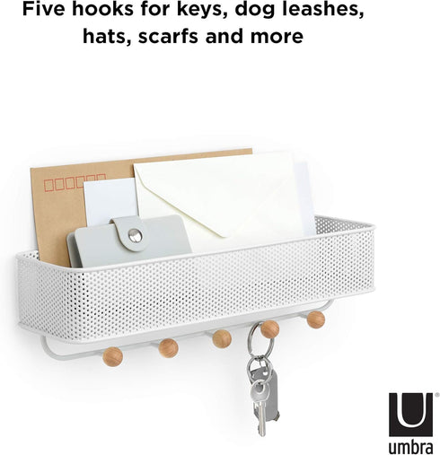 Umbra Estique Entryway Organizer, Great for Storing Keys, Small Accessories, Mail, Wallets and More, White Finish...