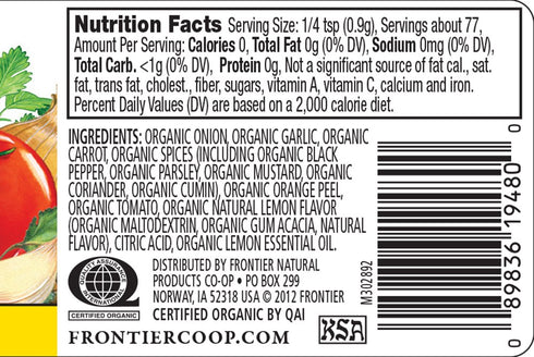 Frontier Salt Free Organic Seasoning, All Purpose, 2.5 Ounce...