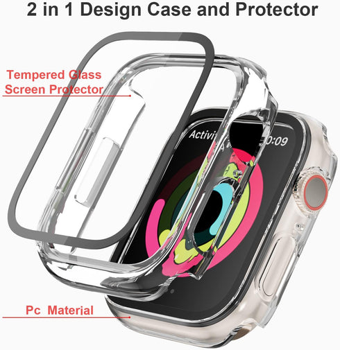 Cuteey 12 Pack Case for Apple Watch Series 9 8 7 45mm Tempered Glass Screen Protector, All Round Full Hard PC Protective Cover Bumper for iWatch 9...