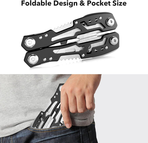 14-In-1 Multitool with Safety Locking, Professional Stainless Steel Multitool Pliers Pocket Knife, Bottle Opener, Screwdriver with Nylon Sheath ?A...