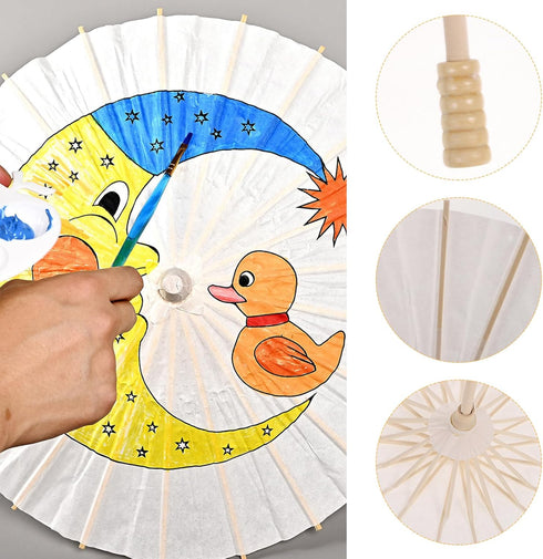 Toyvian 2 Pcs White Parasol Umbrella Chinese/Japanese Decorative Umbrella DIY White Paper Parasol Umbrella for Crafts, Photo Props (30cm, Random S...