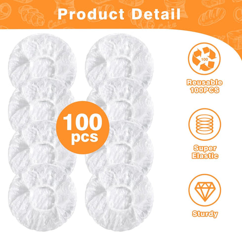 100Pcs Reusable Bowl Covers for Bread Proofing, Plastic Bowl Covers for Bread Rising, Elastic Plastic Wrap for Storage Containers Sourdough Bread ...