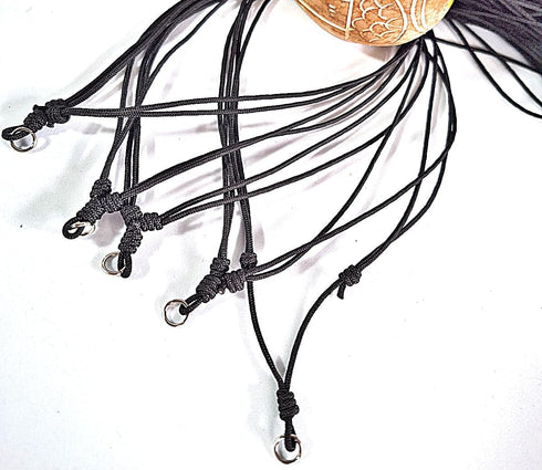10 pcs Thick 1.5 MM. Black Umbrella Cord Rope Handmade craft Adjustable Necklaces With metal Loop Amulet Boho Fashion Accessory For Unisex, Gift S...