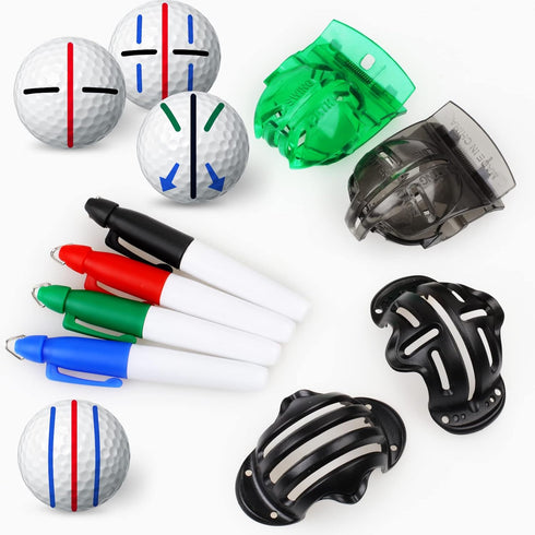 8 Pack Golf Ball Marker Liner Drawing Marker, 4 Golf Ball Marker Stencil and 4 Color Golf Ball Markers, Golf Ball Line Marker Tool, Golf Ball Alig...