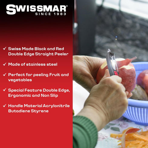 Swissmar Swiss Non-Slip Double Edge Straight Peeler - Easy-Grip Stainless Steel Peeler - Versatile Kitchen Tool, Ideal for Potato Peeler, Veggie P...