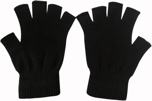 2 Pair Half Finger Gloves Winter Knit Touchscreen Warm Stretchy Mittens Fingerless Gloves in Common Size for Men and Women,black...