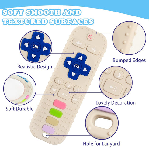 2 Pack Silicone Baby Teething Toys,baby Remote Control Toy,Remote Teether for Babies 3-24 Months,Baby Remote Teething Toys,Teething Relief Toys 6-...