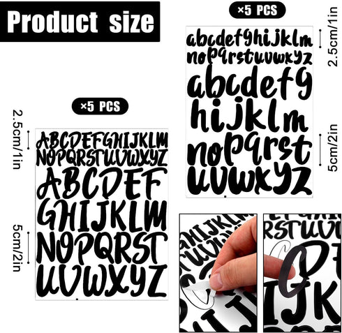 10 Sheets Waterproof Vinyl Letters Stickers, 1in 2in Self Adhesive Alphabet Stick Lower Case Letters Stickers Uppercase Letters Stickers for Craft...