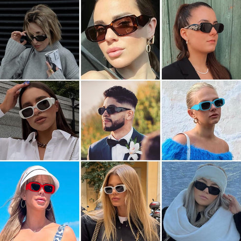 Trendy Rectangle Sunglasses Womens Men Fashion Classic Sun glasses Retro Shades...