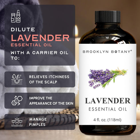 Brooklyn Botany Lavender Essential Oil - Huge 4 Fl Oz - 100% Pure and Natural - Premium Grade with Dropper - for Aromatherapy and Diffuser...