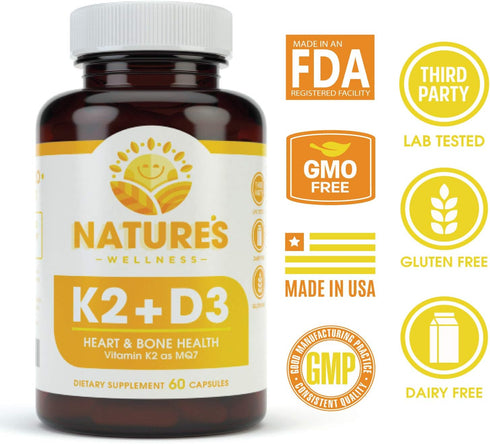Vitamin K2 (mk7) with D3 Supplement for Best Absorption - 2-in-1 Support for Heart Health and Strong Bones | Vitamin D & K Complex | D3 5000 IU + ...