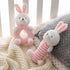 Plush Baby Soft Rattle Toys, Pink Bunny Baby Rattles for Infants Baby First Stuffed Animal Plush Rattle Shaker Set for Newborns Soft Ring Rattle S...