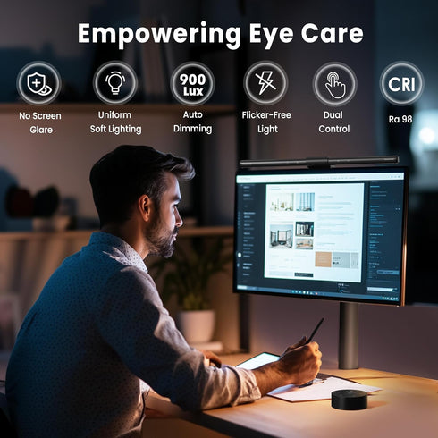 Quntis Computer Monitor Lamp, Screen Monitor Light Bar for Eye Caring, USB Reading LED Task Lamp with Auto-Dimming, Dimmable Light Bar, Touch Cont...