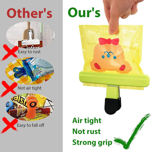Chip Bag Clips 9pcs Air Tight, Heavy Duty, Sturdy Plastic Clips for Food Storage Assorted Sizes Food Bag Clips for Kitchen Snacks...