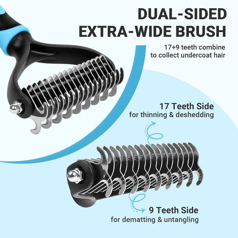 MIU COLOR Pet Grooming Brush?Deshedding Tool & 2 Sided Undercoat Rake for Dogs & Cats,2 in 1,Reduces Shedding and Remove Knots,Mats,Tangles for Ca...