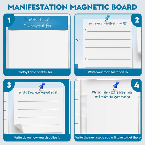 Magnetic Manifestation Board for Refrigerator | Law of Attraction | Express Daily Gratitude | Write Your Manifestation, Visuals & Take Action Plan...